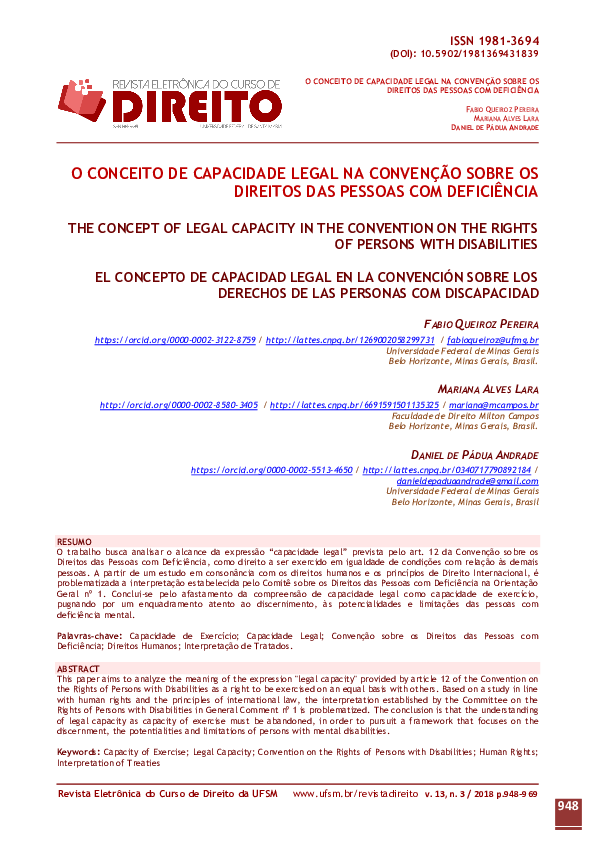 (PDF) O Conceito De Capacidade Legal Na Convenção Sobre Os Direitos Das ...