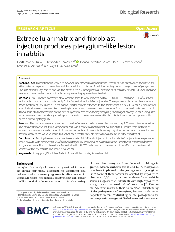 (PDF) Extracellular matrix and fibroblast injection produces pterygium ...