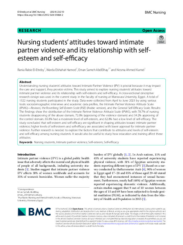 (PDF) Nursing students’ attitudes toward intimate partner violence and ...