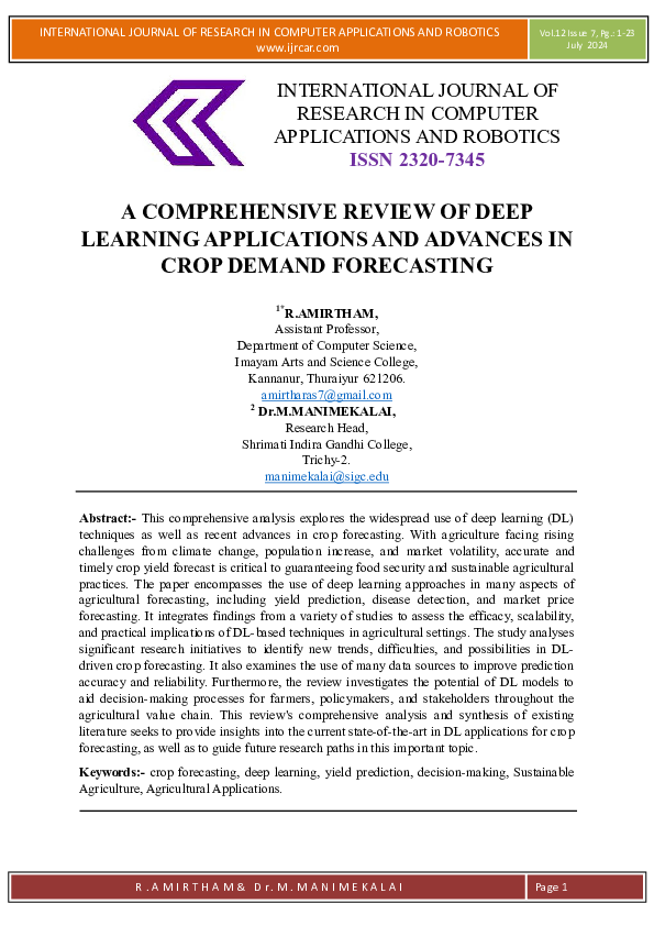 (PDF) A COMPREHENSIVE REVIEW OF DEEP LEARNING APPLICATIONS AND ADVANCES ...