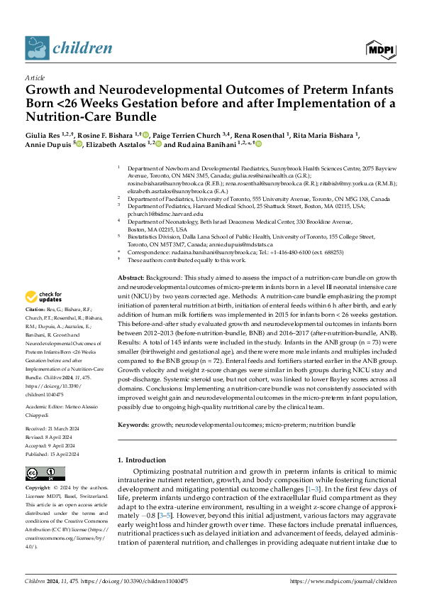 (PDF) Growth and Neurodevelopmental Outcomes of Preterm Infants Born