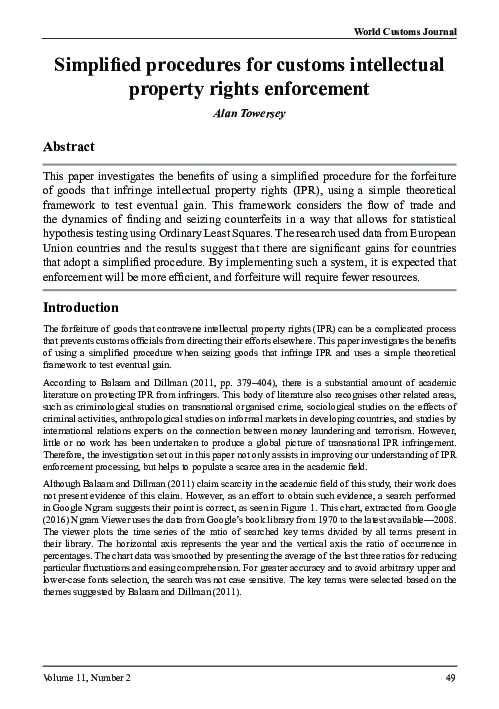 (PDF) Simplified Procedures for Customs Intellectual Property Rights ...