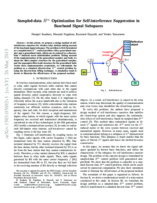 (PDF) Sampled-data H∞ optimization for self-interference suppression in ...