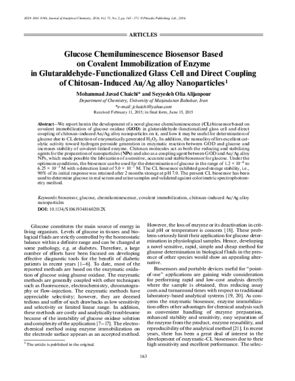 (PDF) Glucose Chemiluminescence Biosensor Based on Covalent ...