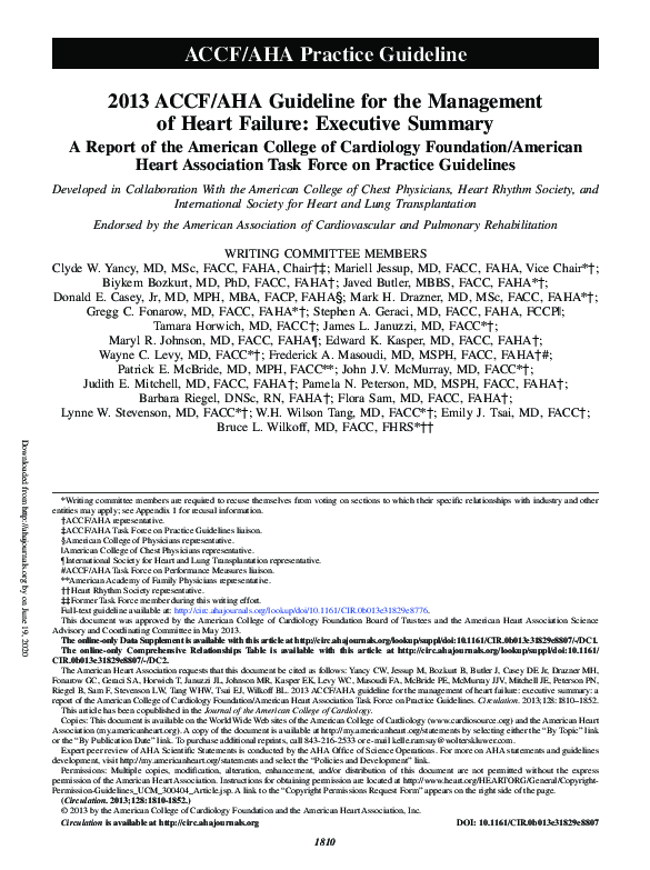 (PDF) 2013 ACCF/AHA Guideline for the Management of Heart Failure ...
