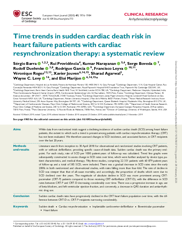 (PDF) Time trends in sudden cardiac death risk in heart failure ...
