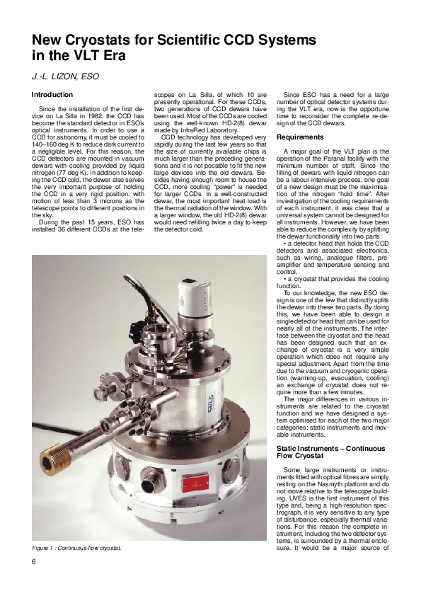 (PDF) New cryostats for scientific CCD systems in the VLT era
