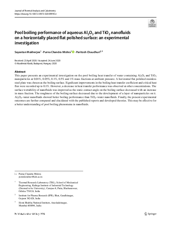 (PDF) Pool boiling performance of aqueous Al2O3 and TiO2 nanofluids on ...
