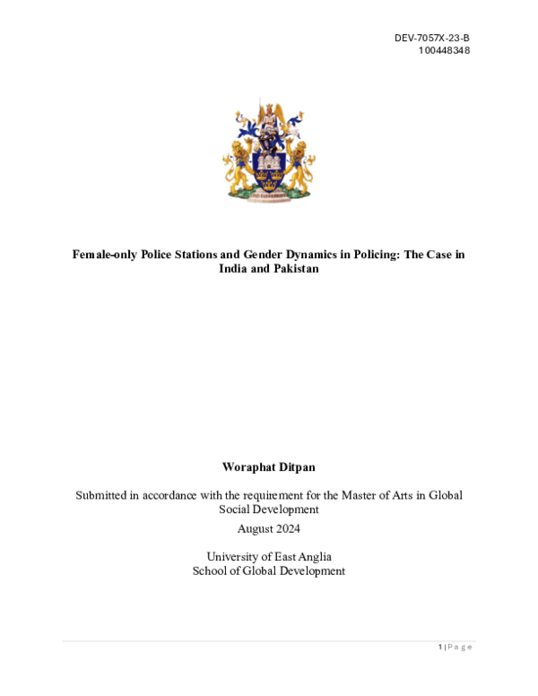 (PDF) Female-only Police Stations and Gender Dynamics in Policing: The ...