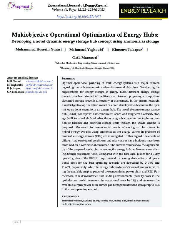 (PDF) Multiobjective operational optimization of energy hubs ...