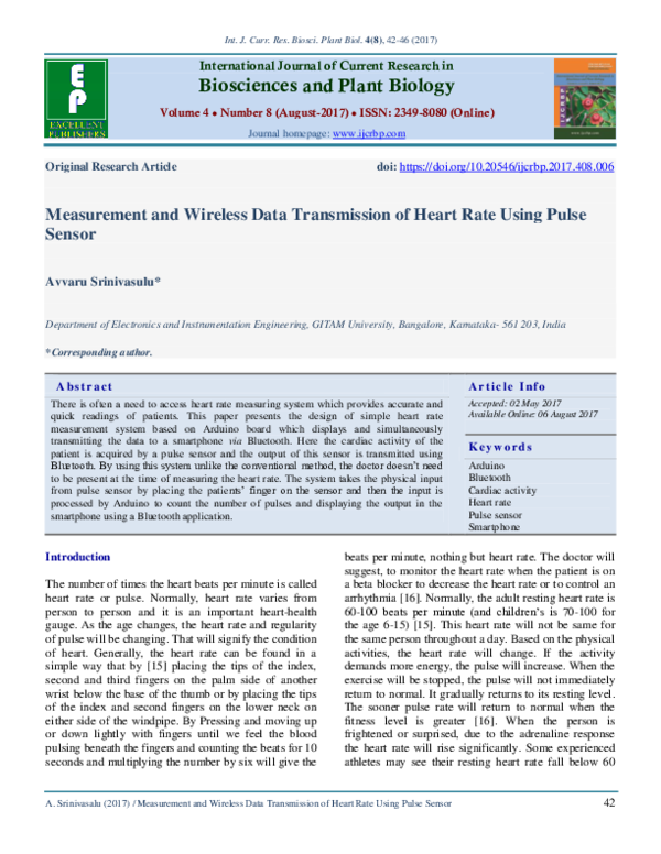 (PDF) Measurement and Wireless Data Transmission of Heart Rate Using ...