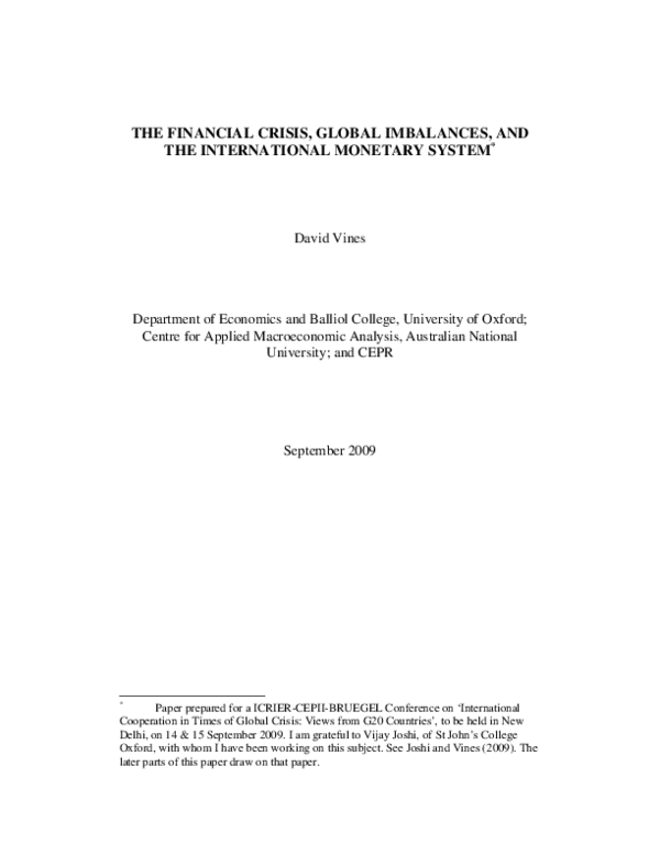 (PDF) The Financial Crisis, Global Imbalances, and the International ...
