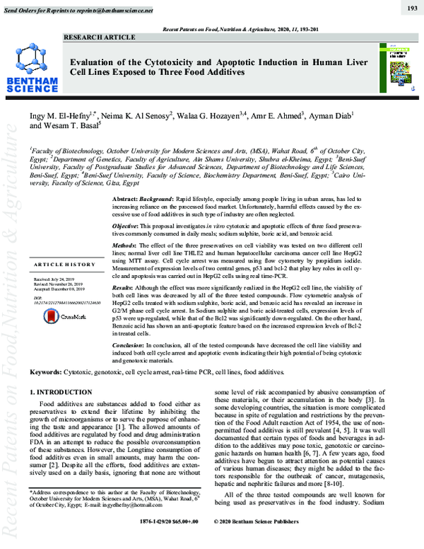 (PDF) Evaluation of the Cytotoxicity and Apoptotic Induction in Human ...