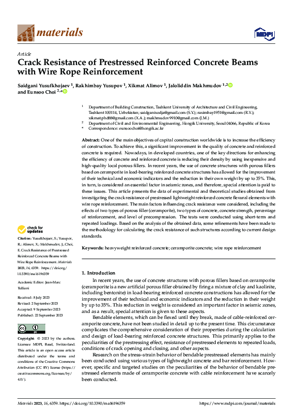 (PDF) Crack Resistance of Prestressed Reinforced Concrete Beams with ...