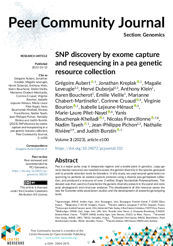 (PDF) SNP discovery by exome capture and resequencing in a pea genetic ...