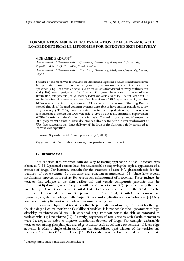 (PDF) Formulation and in Vitro Evaluation of Flufenamic Acid Loaded ...