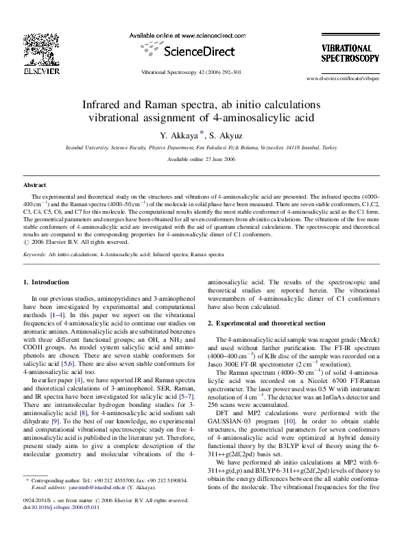 (PDF) Infrared and Raman spectra, ab initio calculations, force field ...