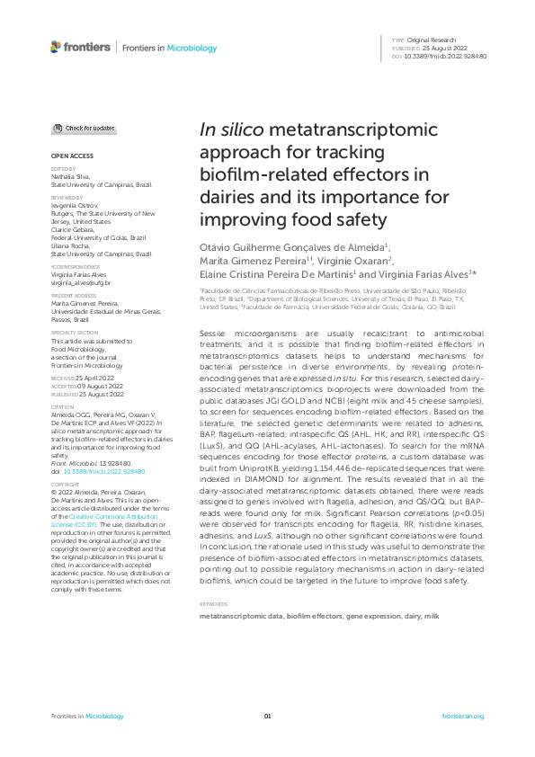 (PDF) In silico metatranscriptomic approach for tracking biofilm ...