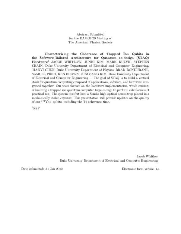 (PDF) Characterizing the Coherence of Trapped Ion Qubits in the ...
