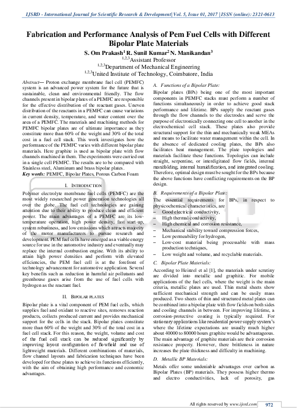 (PDF) Fabrication and Performance Analysis of Pem Fuel Cells with ...