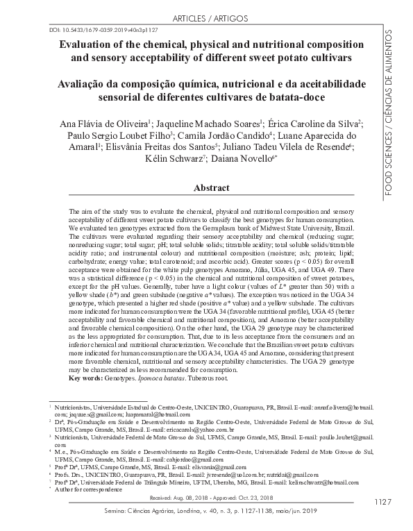 (PDF) Evaluation of the chemical, physical and nutritional composition ...