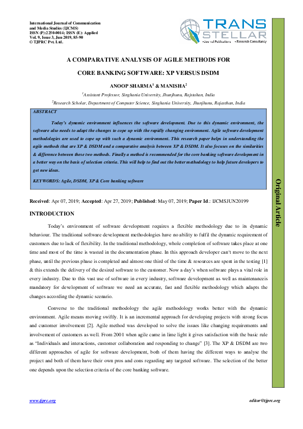 (PDF) A Comparative Analysis of Agile Methods for Core Banking Software ...