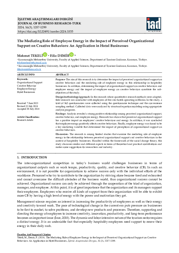 (PDF) The Mediating Role of Employee Energy in the Impact of Perceived ...