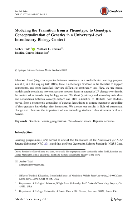(PDF) Modeling the Transition from a Phenotypic to Genotypic ...