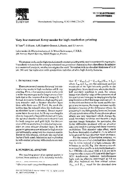 (PDF) Very low contrast X-ray masks for high resolution printing