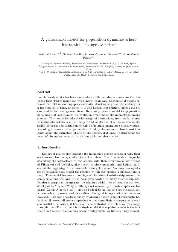 (PDF) A generalized model for population dynamics where interactions ...