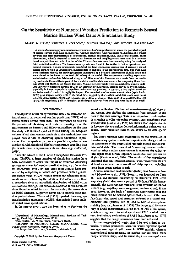 (PDF) On the sensitivity of numerical weather prediction to remotely ...