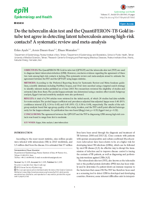 (PDF) Do the tuberculin skin test and the QuantiFERON-TB Gold in-tube ...