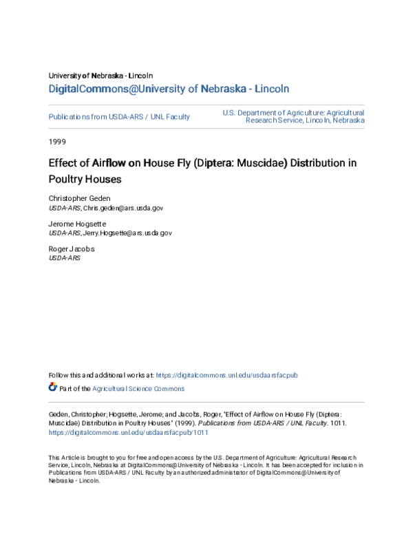 (PDF) Effect of Airflow on House Fly (Diptera: Muscidae) Distribution ...