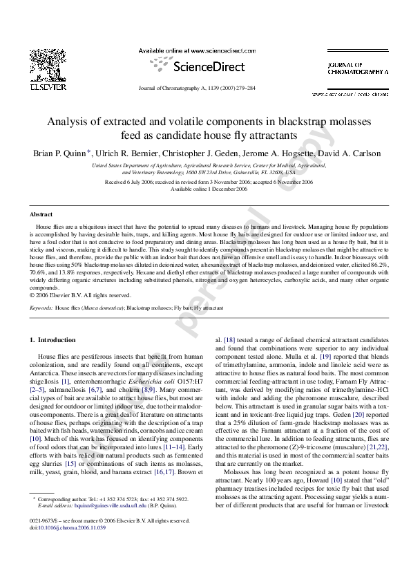 (PDF) Analysis of extracted and volatile components in blackstrap ...