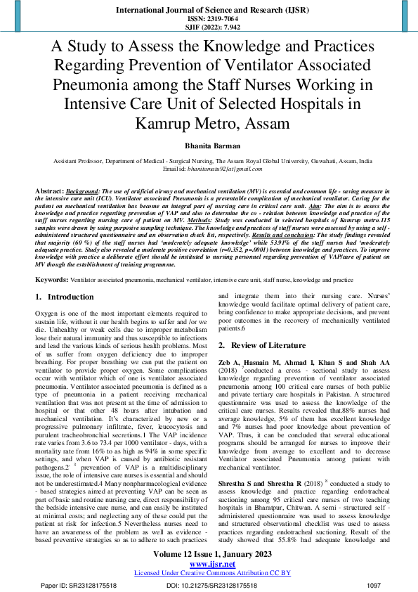(PDF) A Study to Assess the Knowledge and Practices Regarding ...