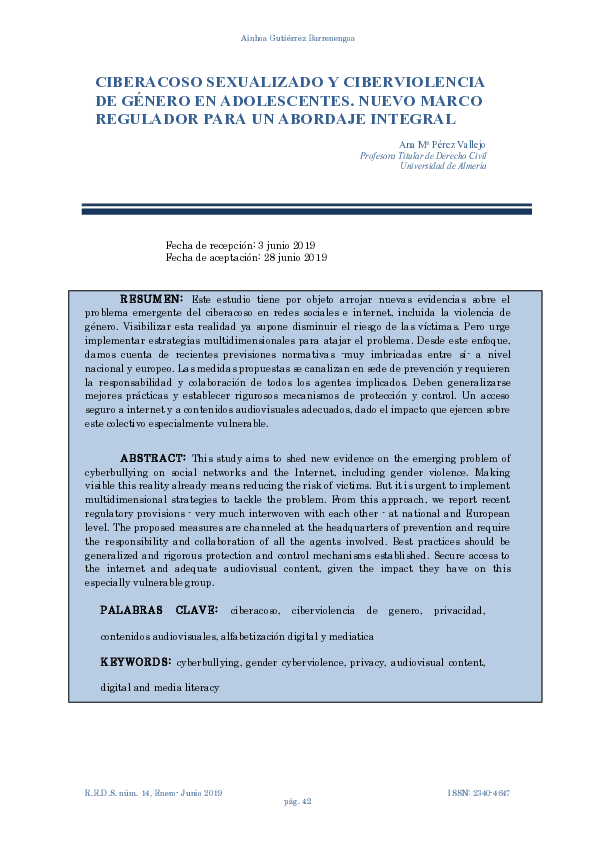 (PDF) Ciberacoso sexualizado y ciberviolencia de género en adolescentes ...