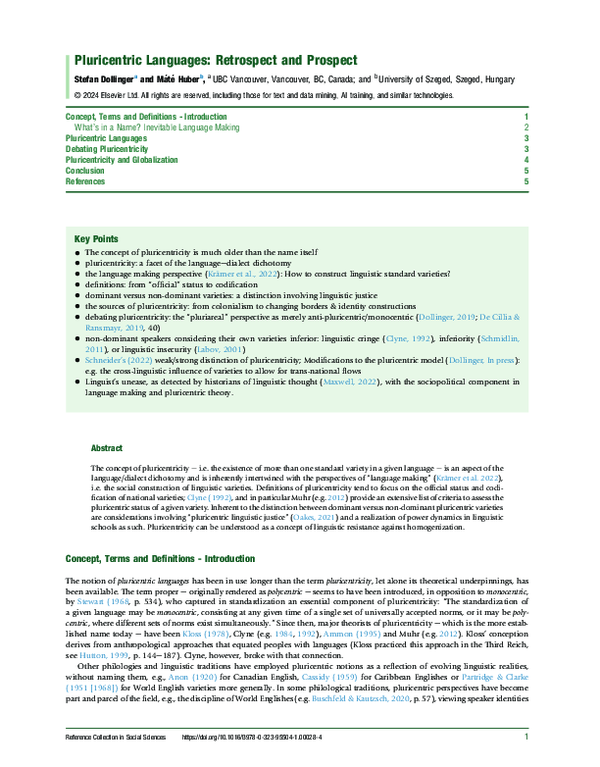 (PDF) Pluricentric Languages: Retrospect and Prospect