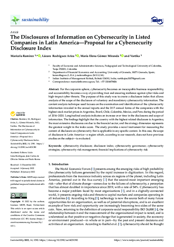 (PDF) The Disclosures of Information on Cybersecurity in Listed ...