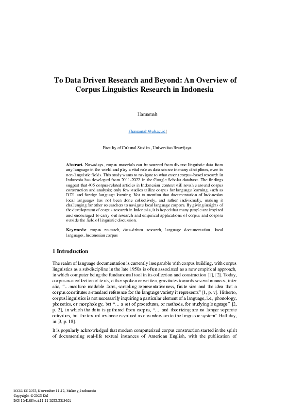 (PDF) To Data Driven Research and Beyond: An Overview of Corpus ...