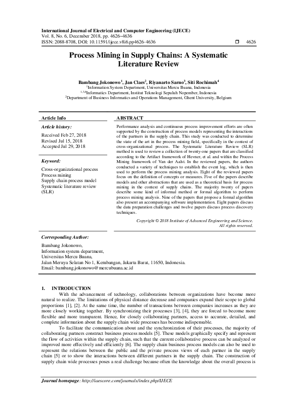 (PDF) Process Mining in Supply Chains: A Systematic Literature Review