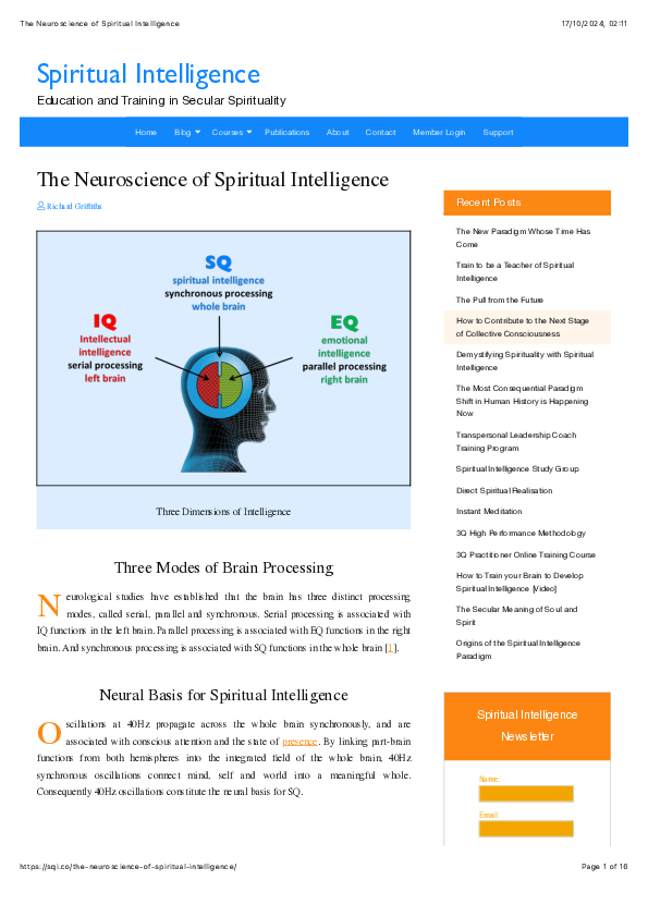(PDF) The Neuroscience of Spiritual Intelligence