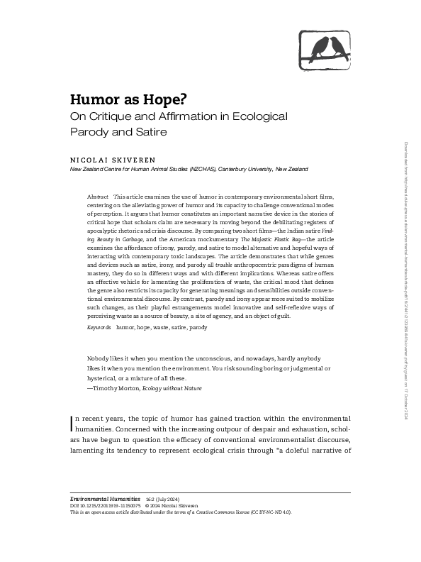 (PDF) Humor as Hope? On Critique and Affirmation in Ecological Parody ...