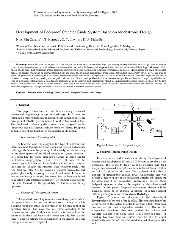 (PDF) Development of foolproof catheter guide system based on