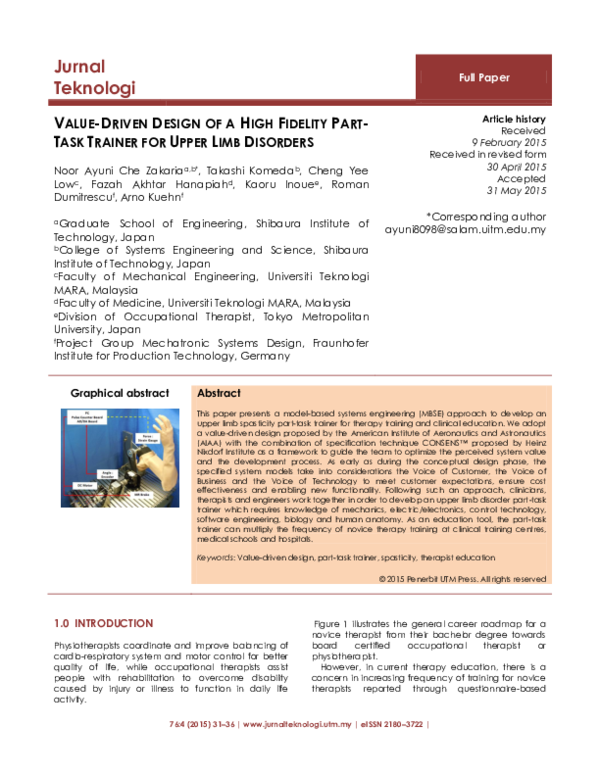 (PDF) Value-Driven Design of a High Fidelity Part-Task Trainer for ...