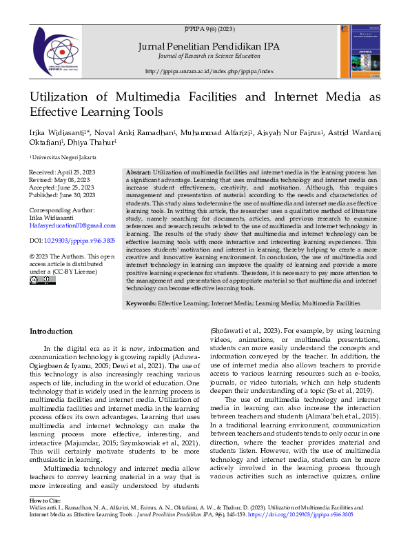 (PDF) Utilization of Multimedia Facilities and Internet Media as ...