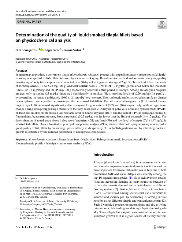 (PDF) Determination of the quality of liquid smoked tilapia fillets ...