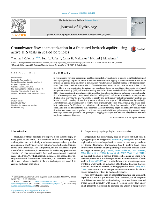 (PDF) Groundwater flow characterization in a fractured bedrock aquifer ...