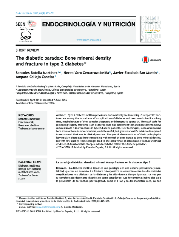 (PDF) The diabetic paradox: Bone mineral density and fracture in type 2 ...