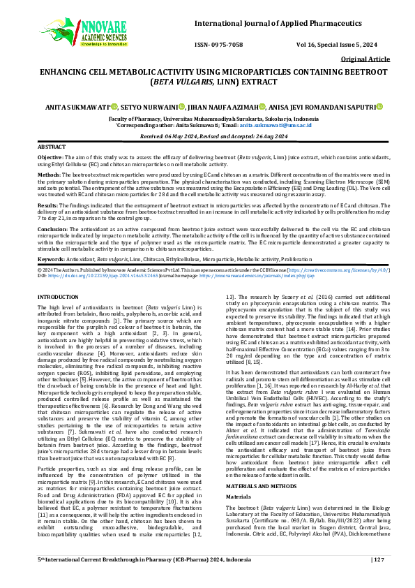 (PDF) ENHANCING CELL METABOLIC ACTIVITY USING MICROPARTICLES CONTAINING ...