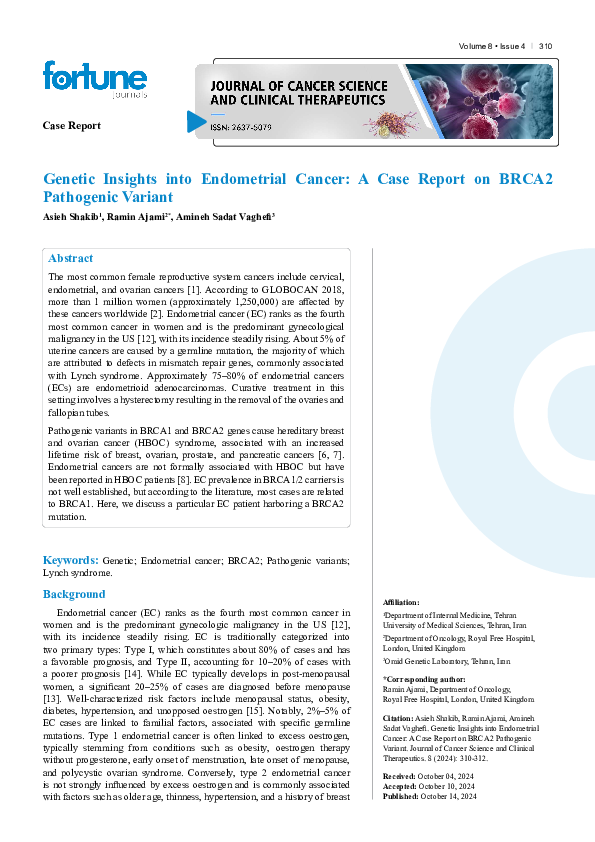 (PDF) Genetic Insights into Endometrial Cancer: A Case Report on BRCA2 ...